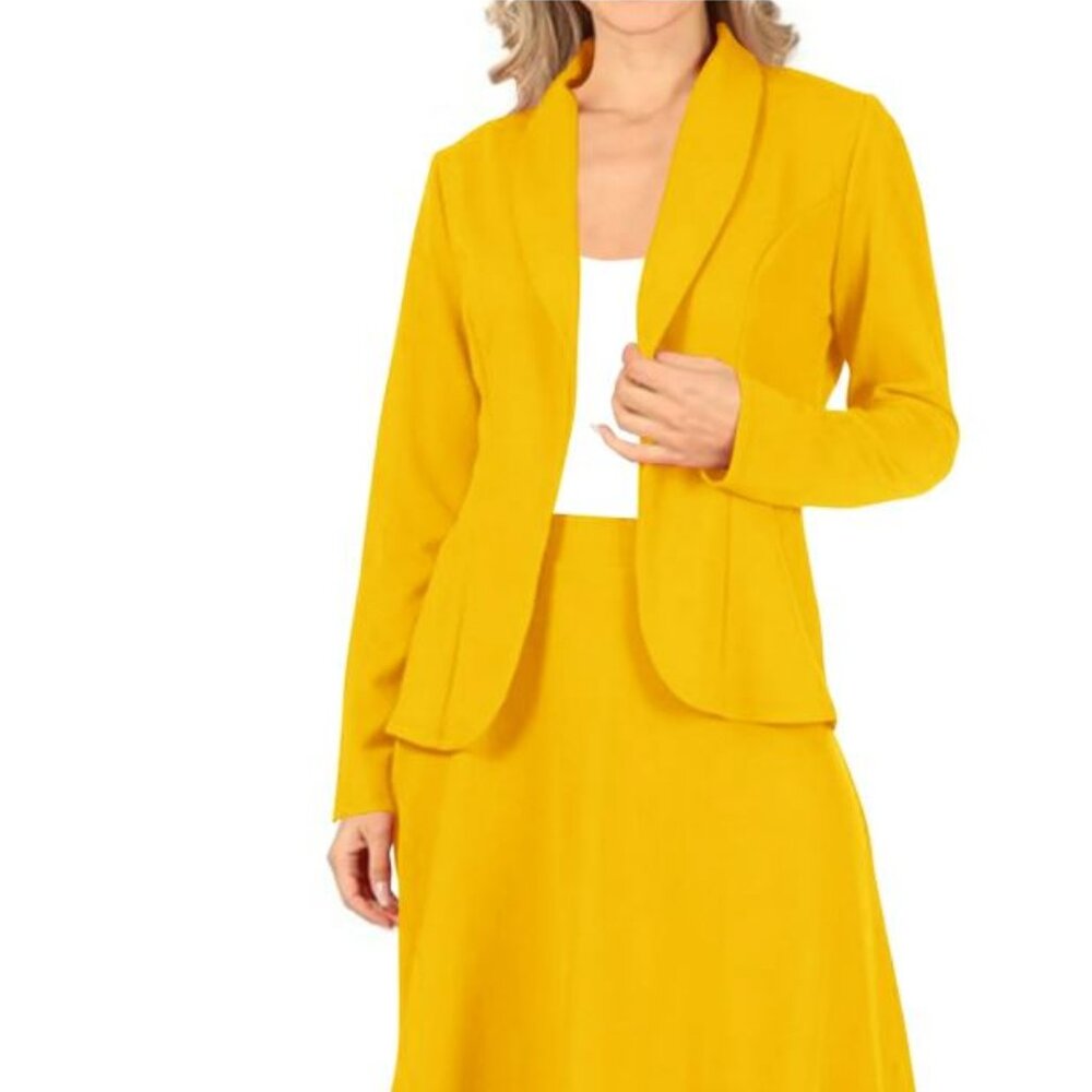 Moa Collection Women's Two Piece Set Solid Long Sleeve Casual Blazer Relaxed A-L